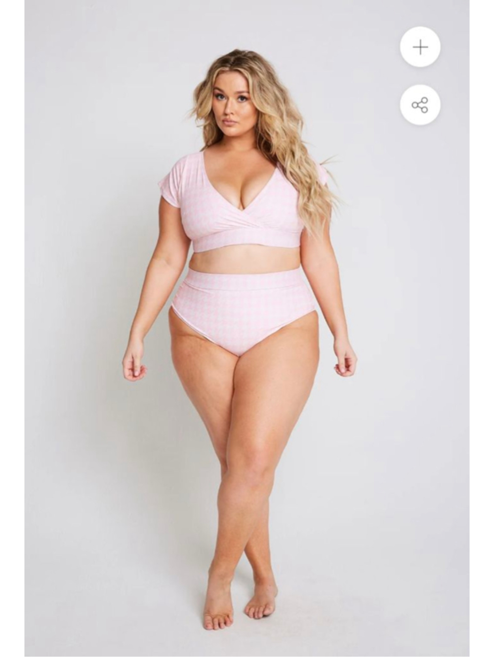Women's Alpine Butterfly Pink Houndstooth Bikini Set Plus Size XL